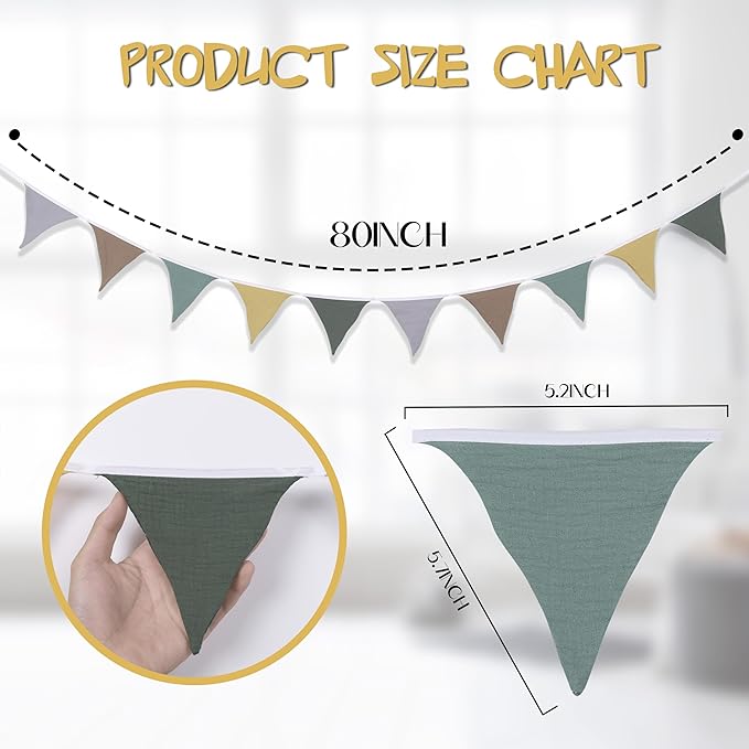 Pennant Banner Flags,Infant and toddler room decoration pennant,for Nursery Decor Baby Birthday Boho Wedding Shower Party Event (Colorful triangular flag banner94)