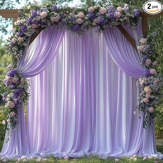 Lavender Backdrop Curtains for Wedding Parties, 10x7FT Wrinkle Free Photo Backdrop Curtains for Wedding Birthday Party Baby Shower, Fabric Drape with Rod Pockets 5ft x 7ft, 2 Panels