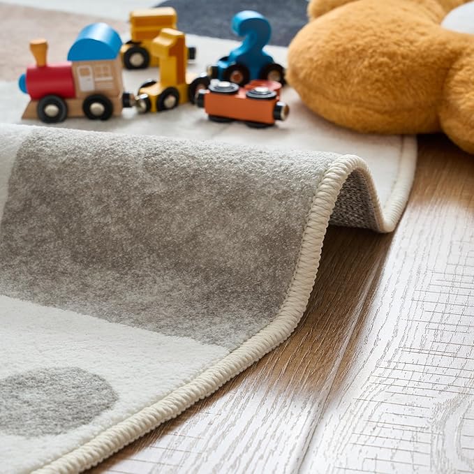 jinchan Macy Area Rug 8x10 Kids Washable Indoor Non-Slip Black and White Modern Soft Rug Elementary School Classroom Diamond Carpet for Nursery Playroom Daycare Living Room Dorm Marble on Cream