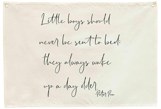 Little Boys Should Never Be Sent to Bed-Rectangular Banner Flag Poster Wall Decor for Baby Boy Kids-Nursery Above Crib Bedroom Door Wall Decorations-Boy Present-Birthday Baby,Shower Christmas Gift