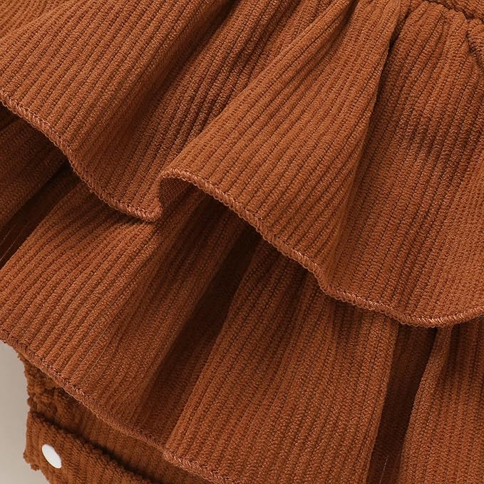 YOUNGER TREE Newborn Baby Girl Fall Winter Outfits Long Sleeve Romper Corduroy Overall Dress Infant Skirt Clothes Sets