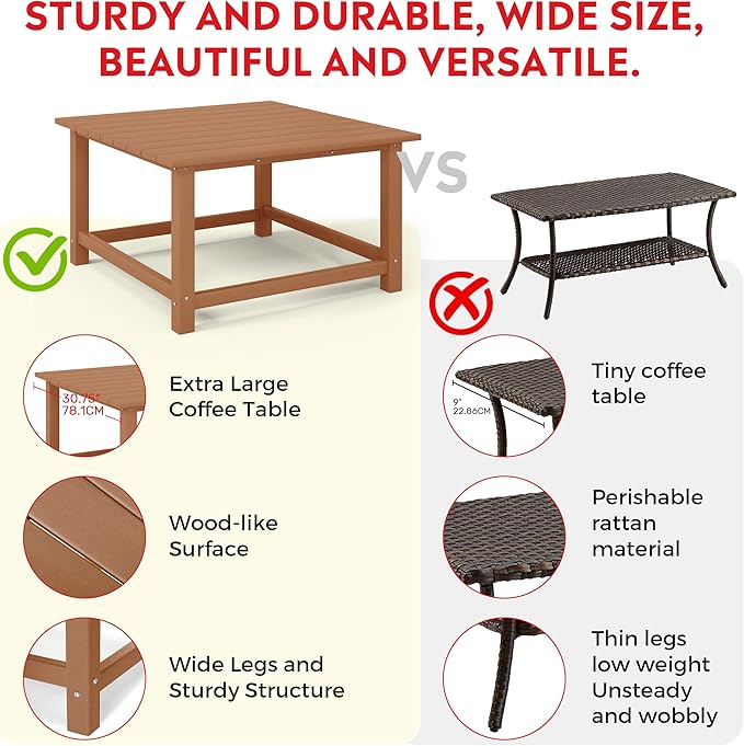Costaelm Paradise Kids 5-Piece HDPE Outdoor Square Patio Dining Table and Chairs Set, Teak