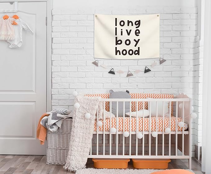 Boy Boho Rectangular Banner Flag Wall Decor Gift for Baby Boy Kids,Nursery Playroom Reading Room Bedroom Front Decor-Long Live Boy Hood-Baby Present Shower,Birthday Christmas Gift