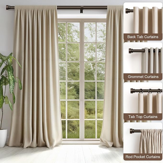 Dark Brown Curtain Rods for Windows 66 to 120 Adjustable Modern Curtain Rod 1 inch Diameter Heavy Duty with Decorative Finials for Living Room Bedroom Farmhouse Outdoor Patio