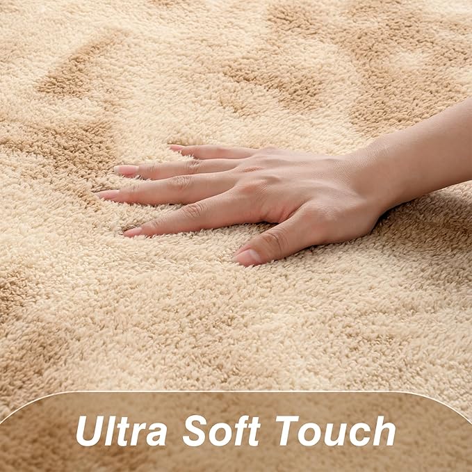 Large Soft Rugs for Living Room, 6 x 9 Ft Tie-Dyed Thickened Memory Foam Area Rug for Bedroom, Non-Slip Comfy Indoor Carpet for Boys Girls Room Nursery Home Decor, Beige