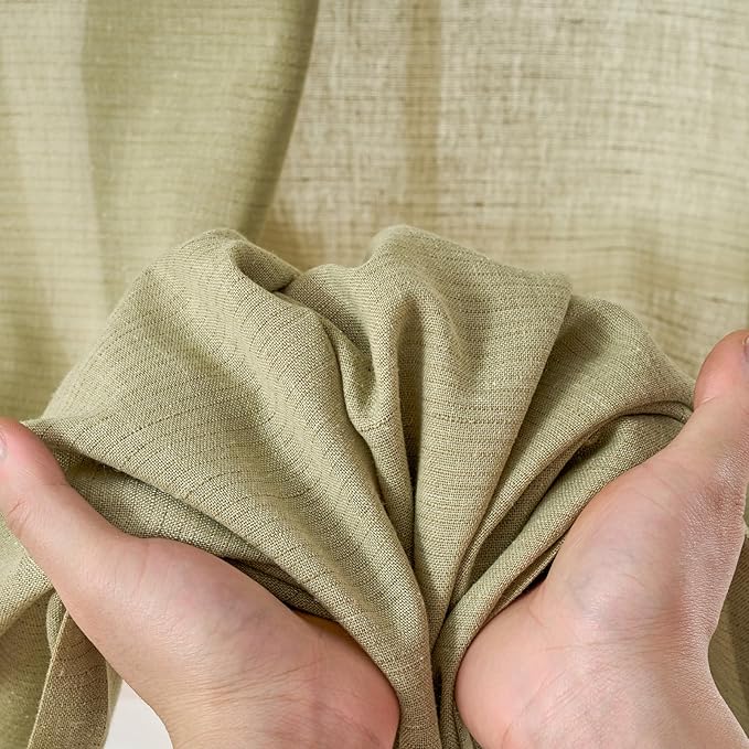 jinchan Linen Blend Curtains 108 inch Extra Long 2 Panels for Bedroom Living Room, Light Filtering 50 inch Wide Farmhouse Drapes with Rod Pocket Back Tab(50W x 108L, Sage Green)