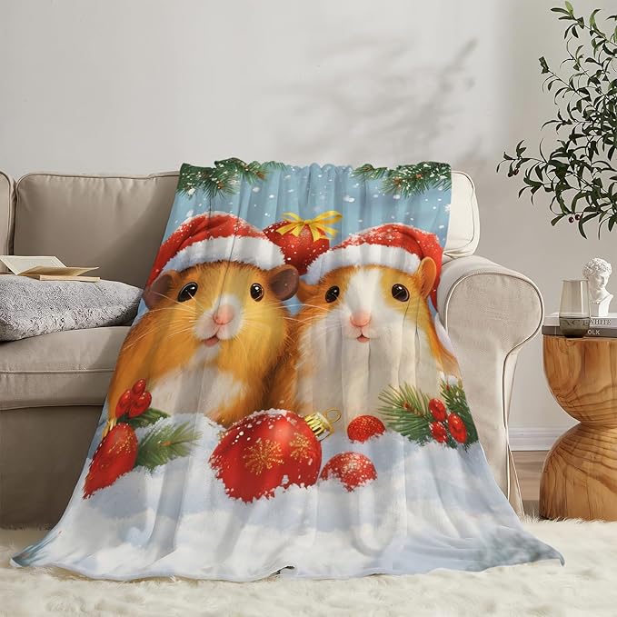 Guinea Pig Blanket Cute Christmas Guinea Pig Throw Blanket Soft Cozy Fleece Fuzzy Stuffed Plush Flannel Gifts for Girls Women Boys Kids Adults 40''x50''