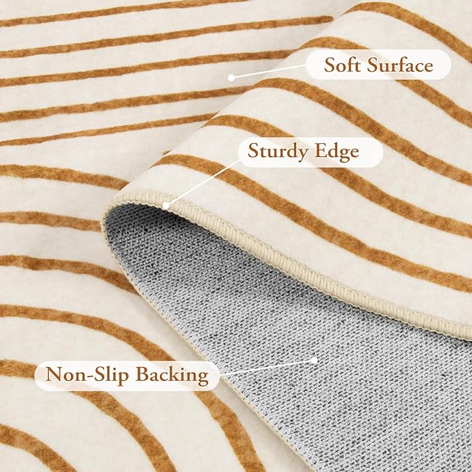 Lahome Abstract 10x14 Area Rugs for Living Room Bedroom, Soft Large Washable Rugs, Ultra-Thin Non-Slip Modern Dining Room Rug Non-Shedding Accent Carpet for Office, Orange