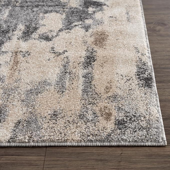 LUXE WEAVERS Euston Collection Gray-Gray 8x10 Modern Abstract Area Rug