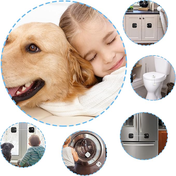 MrBullock Refrigerator Lock, 4 Pack, Combination Lock, Keyless, Childproof, Black