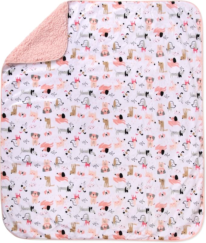 Sherpa Fleece Baby Blankets for Boys and Girls – Colorful, Reversible Baby Blankets for Newborns, Infants, Toddlers, and Nursery (Puppy Pink)