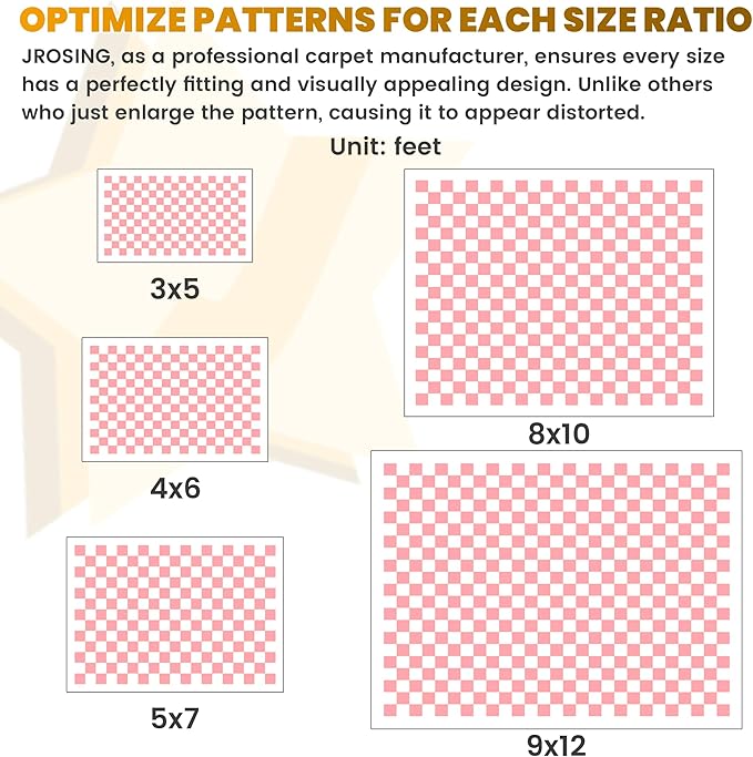 Washable Checkered Rug, 3x5 Pink Checkerboard Modern Boho Foldable Small Area Rugs, Low Pile Ultra-Thin Non-Slip Indoor Doorway Doormat Carpet for Office Kitchen Bedroom Entryway Front Door
