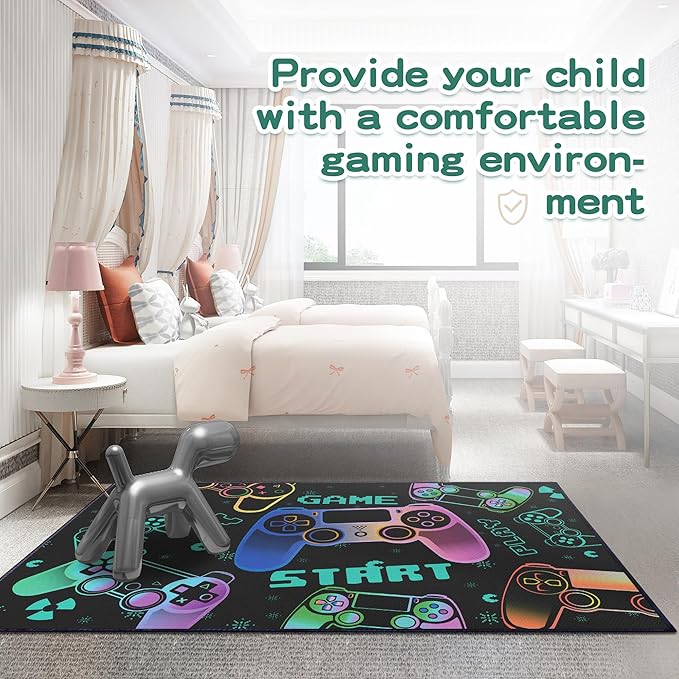 Play Gaming Rug for Bedroom Gamer Mat Gamepad for Boys Room 3x4 for Playroom Decor Washable