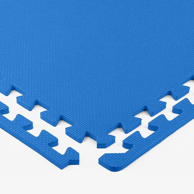Flooring Inc's 1/2" Soft Non-Toxic Baby Play Mat, Toddler Playmat, Colorful Puzzle PlayMat, Floor Mats for Kids & Babies, EVA Foam Interlocking Tiles for Nursery & Playroom | Blue, 20 Tiles, 80 Sq/Ft