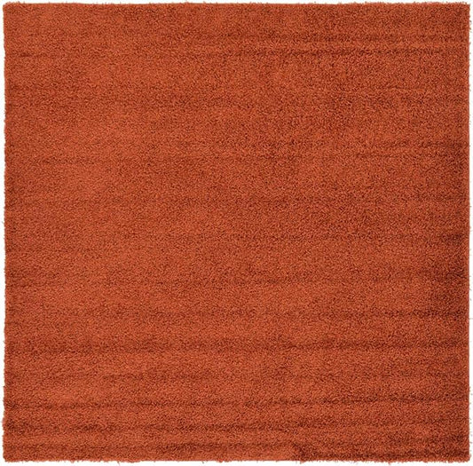 Unique Loom Solid Shag Collection Area Rug (8' Square, Terracotta)