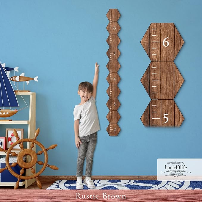 Farmhouse Style Wooden Kids Growth Chart Ruler for Boys and Girls