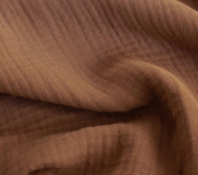 FOSSA Muslin Blanket with Fringe - 4-Layer 100% Cotton Gauze Super Soft & Breathable Throw -Lightweight Decorative Cooling Blanket for Bed, Sofa, Office (Dark Orange, Queen (90" × 90"))