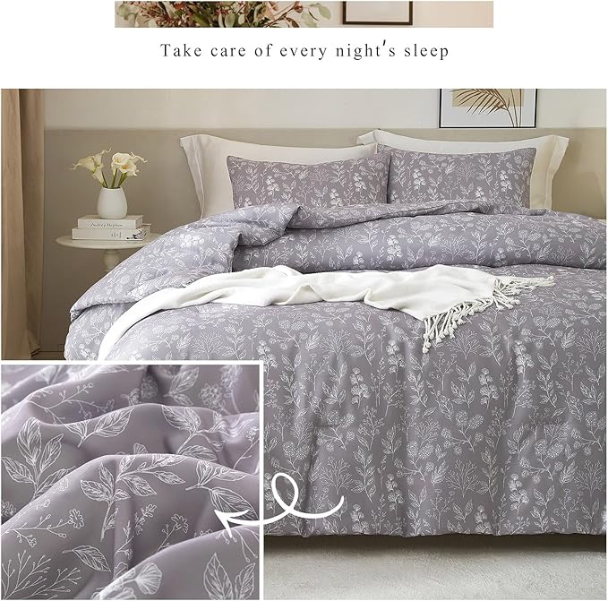 HighBuy Soft Cotton Twin Duvet Cover Garden Flowers Bedding Set Twin Teen Girls Lavender Floral Bedding Comforter Cover Botanical Flowers Boho Duvet Cover Set 3 Piece with Zipper Closure