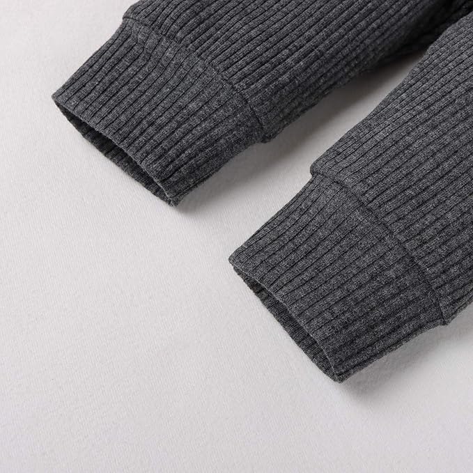 Newborn Baby Boy Girl Clothes Ribbed Knitted Cotton Long Sleeve Romper Long Pants Solid Color Fall Winter Outfits