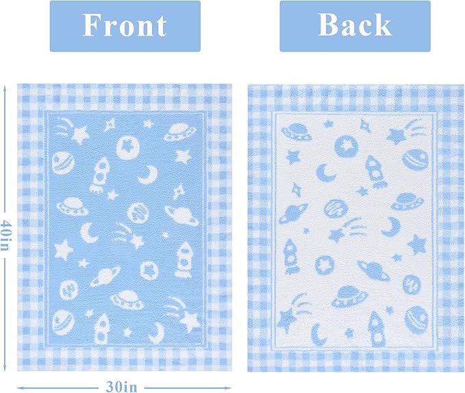 Blue Planet Baby Blanket – Knitted Space-Themed Throw for Baby Boys, Galaxy Nursery Décor & Newborn Shower Gifts – Soft & Breathable, 30x40 Inch