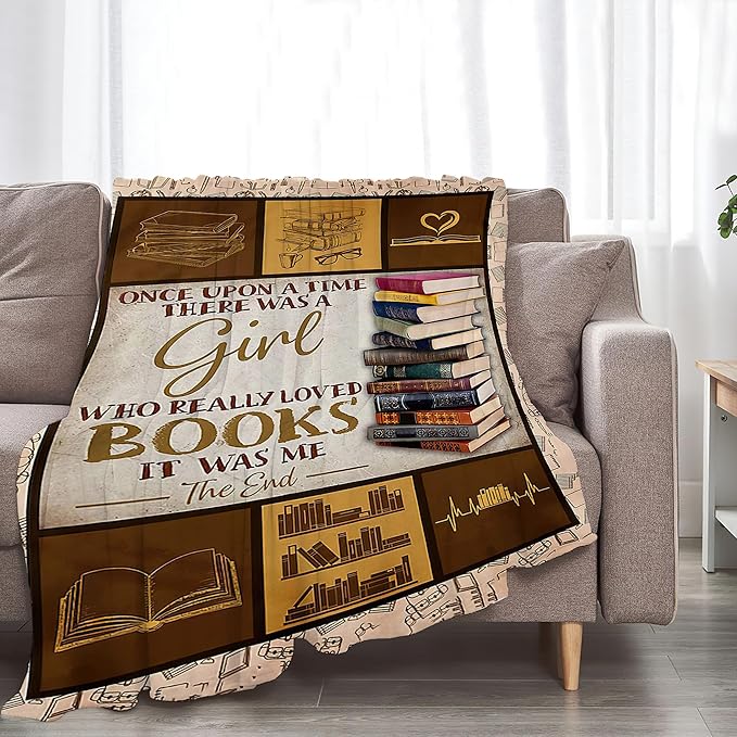 jerkboo Books Reading Blanket Throws Reading Gifts Reading Throw Blanket for Girls Kids Adults Soft Warm Cozy Fleece Blanket for Couch Sofa Bed 60""x50""