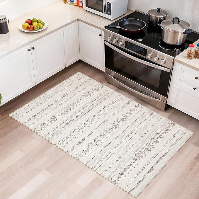Area Rugs for Living Room Washable Living Room Rug Soft Neutral Indoor Floor Carpet Non-Slip Stain Resistant Modern Boho Rugs for Bedroom Dining Room Kids Room Nursery Office Home Brown
