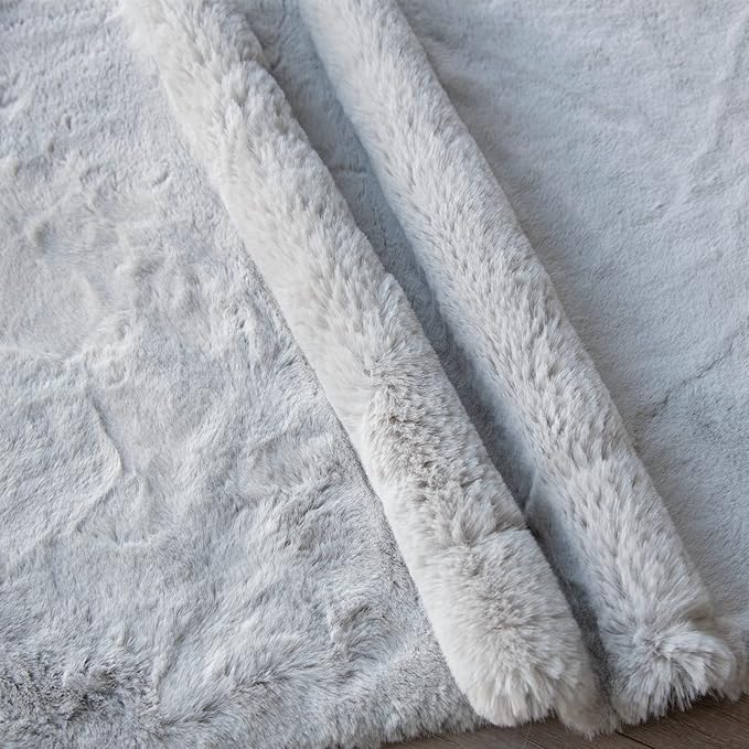Light Gray Faux Fuzzy Fur Washable Rugs for Bedroom Shaggy Area Rugs for Living Room Grey 2x3 Nursery Rug Home Room Décor
