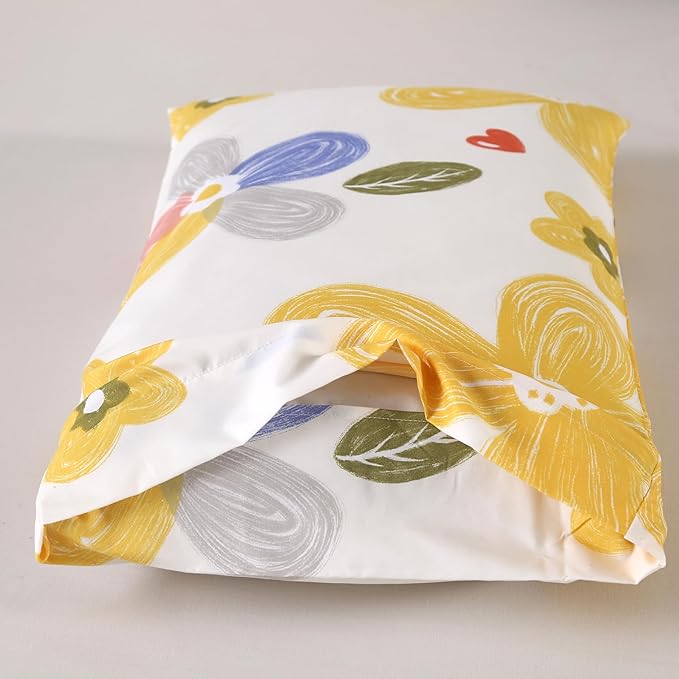MAG 3pcs Floral Bedding Duvet Cover Set Full,Boho Duvet Cover Colorful,Flower Duvet Cover Set for Toddler, Kids, Girls, Super Cute Microfiber (no Comforter) (Yellow, Full)