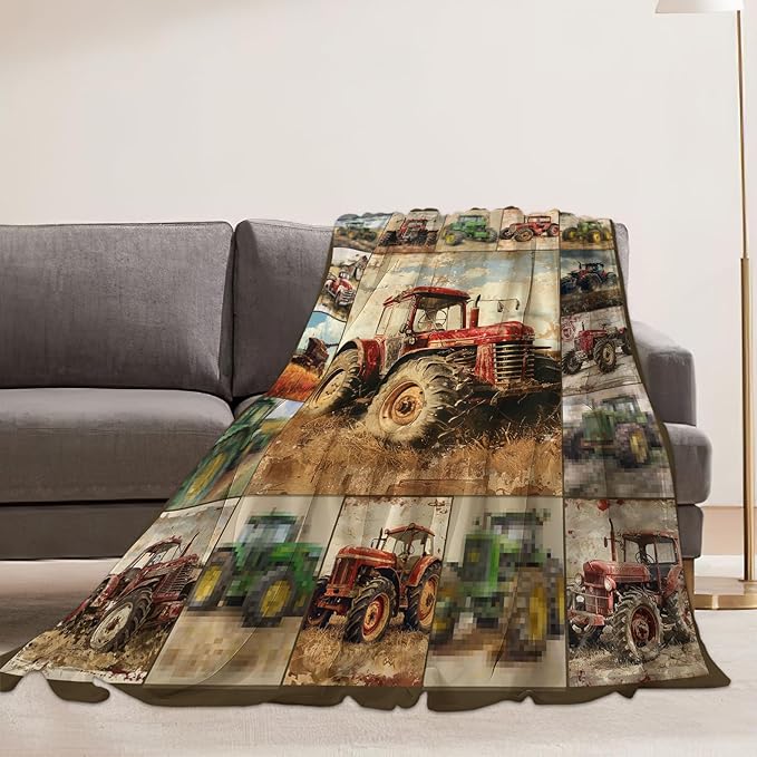 Farmhouse Truck Blanket Truck Throw Blanket Flannel Stuff Merch Cozy Decor Fleece Soft Plush Fuzzy Warm Lightweight Bedding Gifts for Women Men Girl Boy Couch 50"X40"