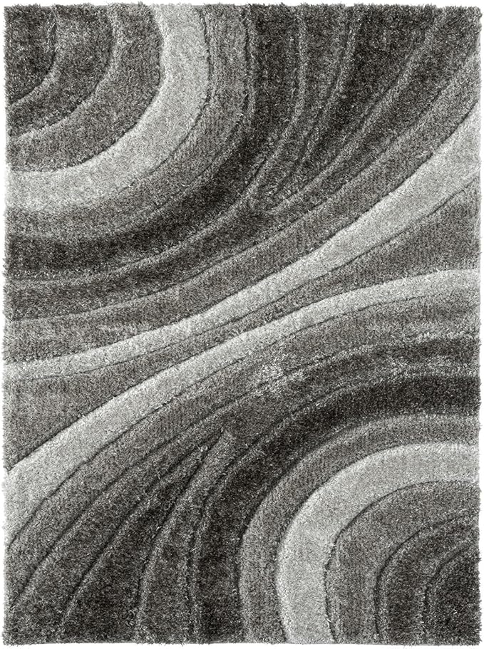 LUXE WEAVERS Lantanas Collection 7070 Grey 5x7 Modern Shag Geometric Area Rug