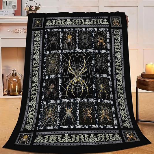 Spider Blanket Spider Throw Blanket Flannel Stuff Merch Cozy Decor Fleece Plush Fuzzy Warm Lightweight Bedding Gifts for Women Man Girl Boys Couch Soft 80"X60"