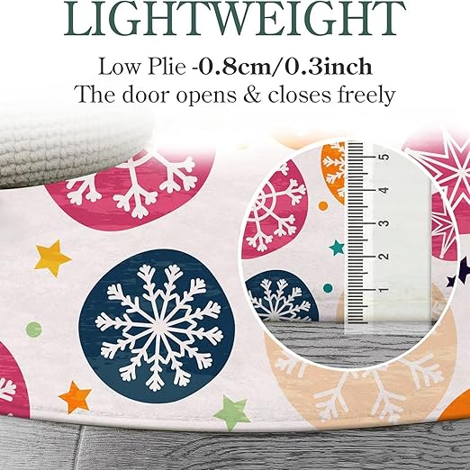Round Snowflakes Rug Winter Boho Stars Circle Rugs for Bedroom Dorm Living Room White Bohemian Christmas Area Rug Floor Mat Pad Doormat Carpet, 3'X3'(90x90cm)