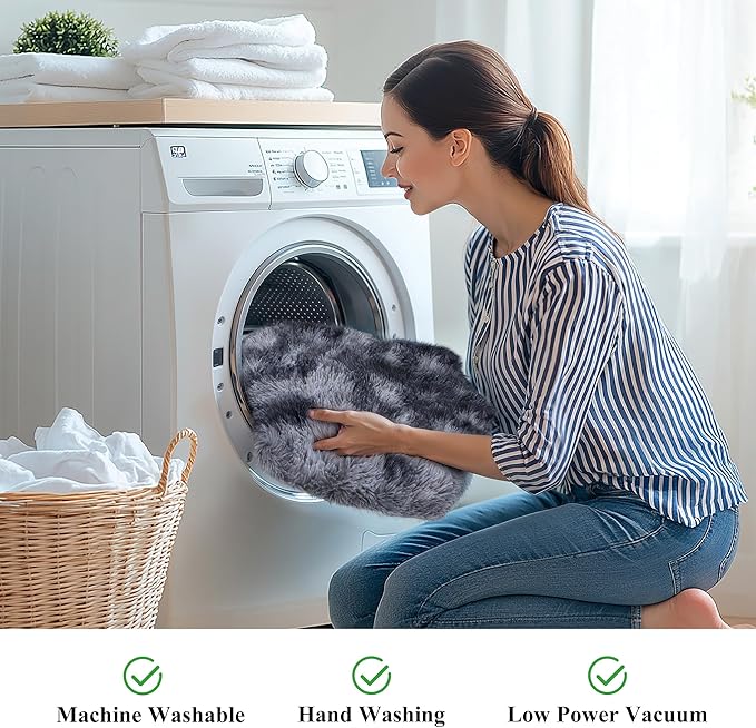 Grey Fluffy 8x10 Large Area Rugs for Bedroom Living Room,Tie-Dye Dark Gray Soft Washable Shag Carpet for Kids Room, Nursery, Dorm Decor, Colorful Cute Plush Fuzzy Rugs for Baby Toddler