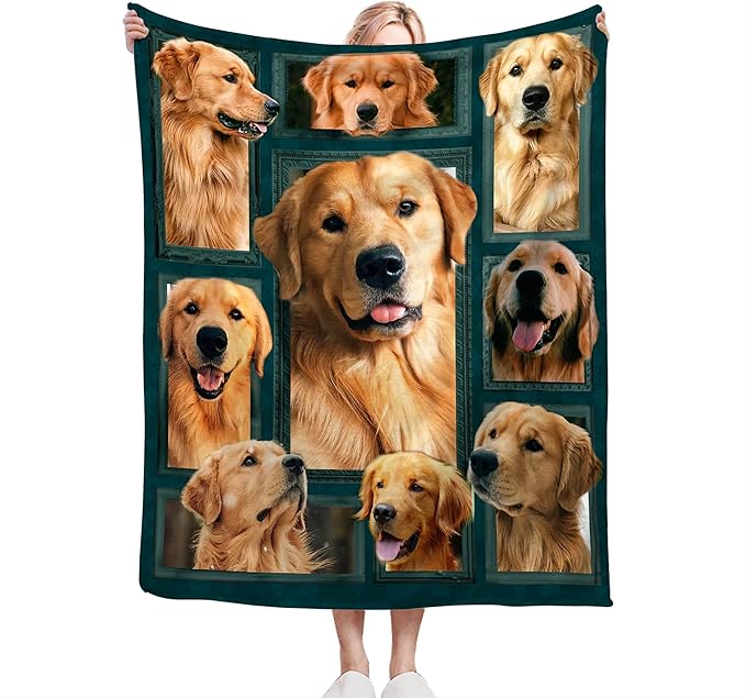 Golden Retriever Gifts and Decor - Cute Dog Throw Blanket for Girls, Women, Kids, Adults - Soft, Warm, Cozy Fleece Blanket for Couch, Sofa, Bed - 50"x40"