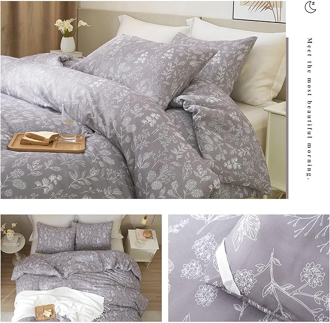 HighBuy Vintage Botanical King Duvet Cover for Women Girl 100% Cotton Lavender Floral Boho Comforter Cover with Zipper Closure Chic Aesthetic Garden Floral Bedding Duvet Cover Set King