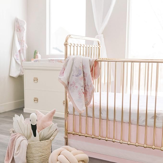 Oilo Baby Blanket, Luxury Soft Plush Chenille Backing & Turkish Cotton Jersey Print, Double Layered, 30" x 40", Rolled Jersey Edge Trim, Machine Wash, Perfect for Infant or Toddlers, Prim Floral
