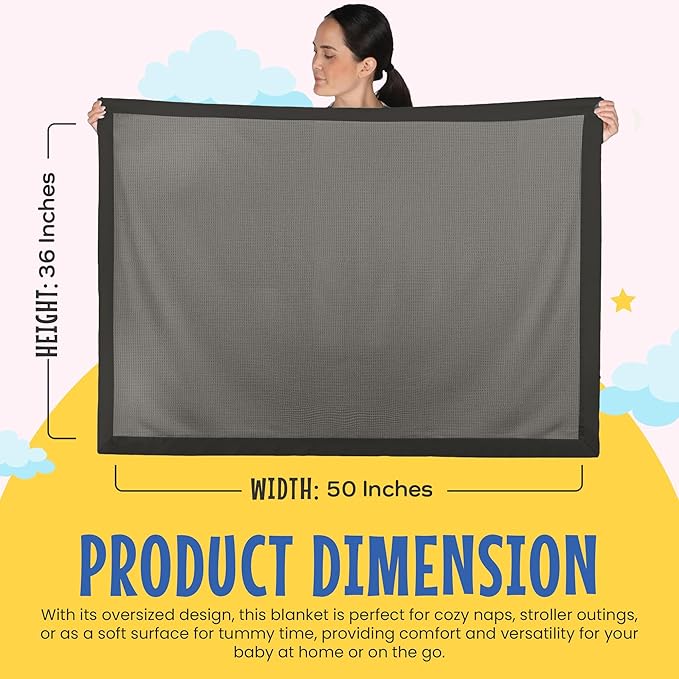 Blankets Thermal Waffle Baby Blanket Crib Bedding - Soft Cozy Warm Infant Thermal Cover for Nursery Stroller or Bassinet, Lightweight Ideal Shower Gift, Satin Trim Gray 36" x 50"