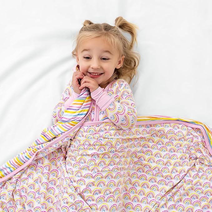 Little Sleepies Cloud Blanket, Soft Viscose from Bamboo Toddler & Baby Blanket for Boys & Girls, Lightweight, Perfect for Hot Sleepers, 50" x 50", Large (Pastel Rainbows)