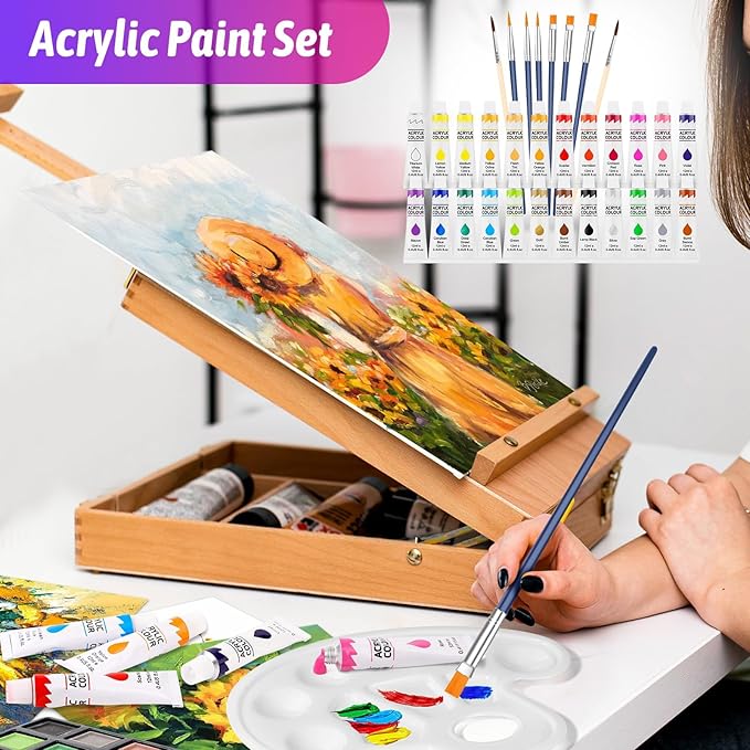 iBayam Art Supplies, 195 Pack Art Set Drawing Kit for Kids Teens Girls Boys Adult, Arts and Crafts Painting Kit, Art Kits Paint Set with Acrylic Pad, Sketchbooks, Watercolor Pad, Canvases, Gift Box