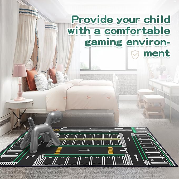 Play Rug 5'x 6'6",Traffic System Playmat, Rugs for Car Model, Carpet for Car Decoration,City Pretend Play Carpet,Educational Road Traffic Play Mat for Bedroom Play Room Non-Slip Washable
