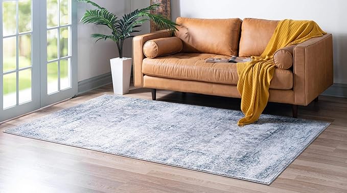 Rugs.com Charleston Collection Rug – 4' x 6' Gray Low-Pile Rug Perfect for Living Rooms, Large Dining Rooms, Open Floorplans