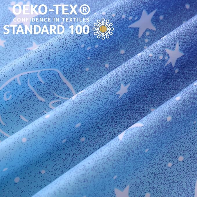 JSD Blue Stars Kids Duvet Cover Set Queen Size, 3 Piece Boys Space Theme Microfiber Comforter Cover with Pillow Shams Zipper Closure, Comforter Not Included