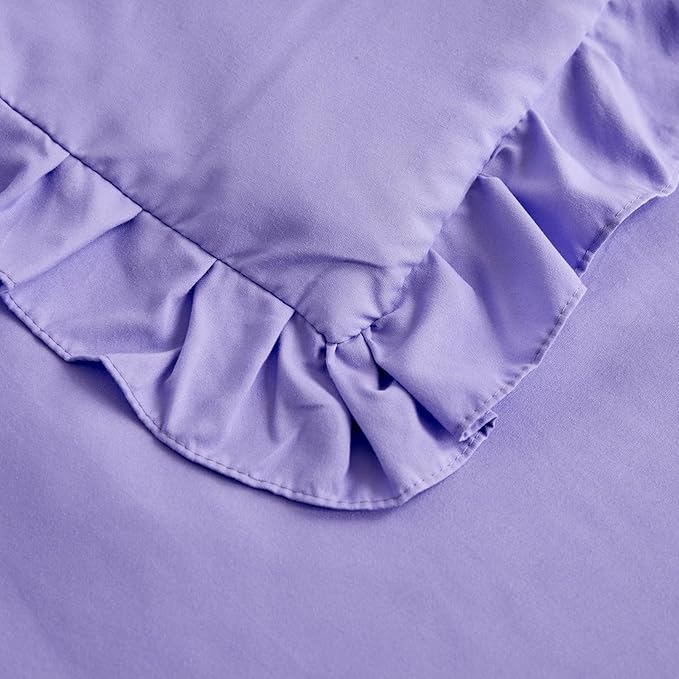 Ruffled Toddler Blanket Ruffle Comforter for Baby Toddler Girls, Soft Cozy Cute Quilted Blanket Breathable Microfiber Comfortable Down Alternative Small Size Quilt with Ruffle - 43"x 60" Purple