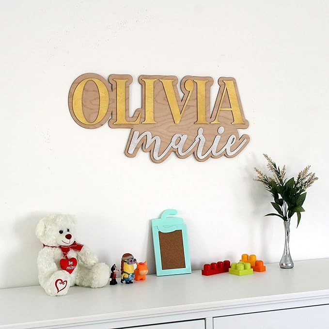 Large Wood Nursery Sign | Nursery name sign for Kids | Custom Wood Name Sign | 3D Wood Baby Name Sign (White)