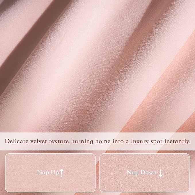 StangH Baby Pink Velvet Curtains for Girls Bedroom, Super Soft Pinch Pleat Bedroom Curtains & Drapes Solid Light Dimming Privacy Window Treatments for Nursery Dorm, W40 x L84, 2 Panels