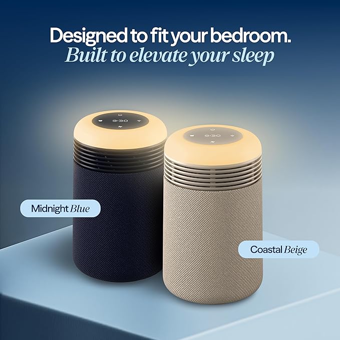 BLUEAIR Purifier for Bedroom - Mini Restful - Sunrise Clock with HEPASilent Filtration and Wake Up Light - Cleans Air and Supports Circadian Rhythm - USB-C and App Connectivity, Beige