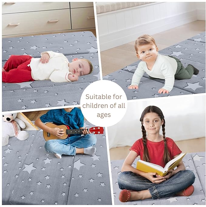 MeMoreCool Kids Floor Mattress, Play Mat Muscle Mat Large 6x4 FT, Thicken Foam Futon Mattress for Playroom, Foldable Sleeping Crawling Pad for Children’s Play Area