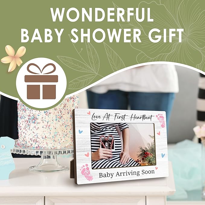 Love at First Sight Baby Picture Frame - Gender Reveal Decorations and Baby Shower Gifts for New Mom Grandparent Pregnancy Announcement Newborn Nursery 4 X 6 Inch Christmas Photo Picture Frame - A05