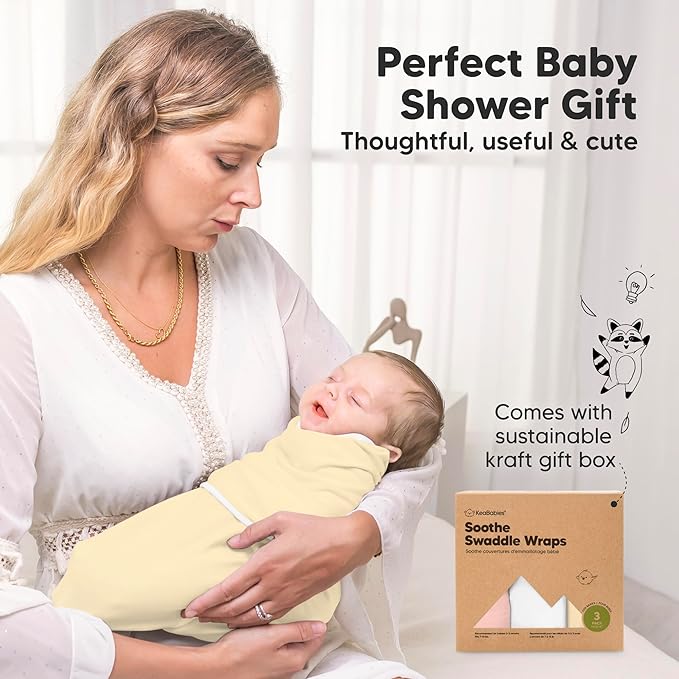 KeaBabies 3-Pack Organic Baby Swaddle Sleep Sacks - Swaddles for Newborns, Infant 0-3 Months, Baby Girls, Boys, Soft & Snug Newborn Sleep Sack, Nursery Swaddling Blankets (Mellow)