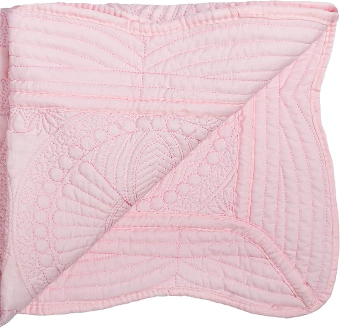 MONOBLANKS Baby Quilt Personlized Monogram Lightweight Embossed Scalloped Throw Blanket Four Seasons (Pink)